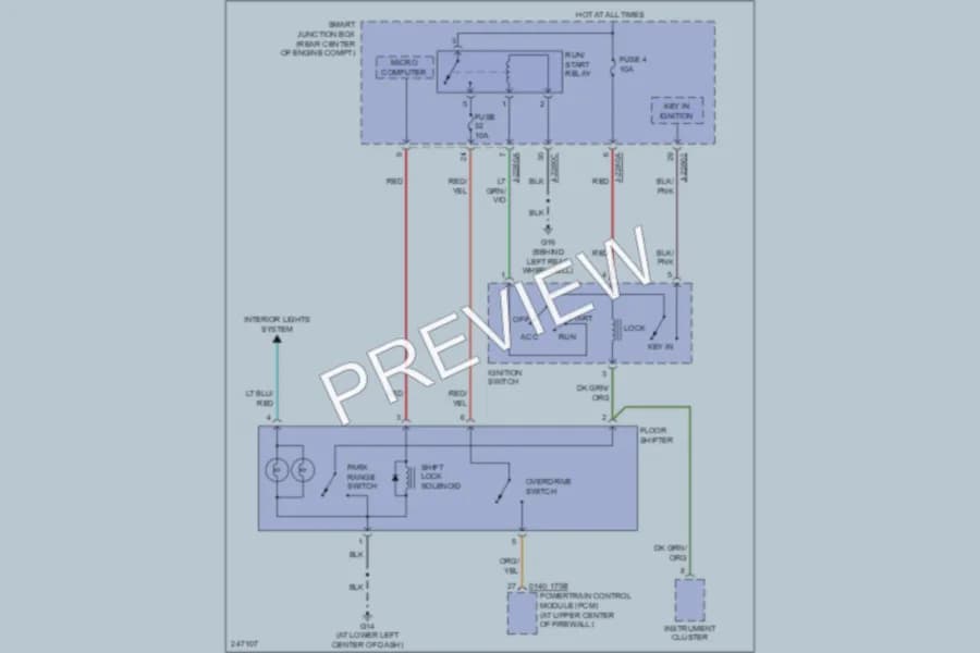 2006 Mazda Tribute Shift Interlock wiring diagram preview