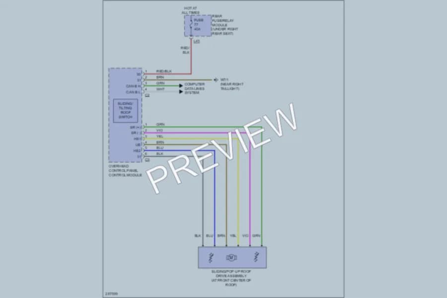2006 MercedesBenz S350 Power Top Sunroof wiring diagram preview