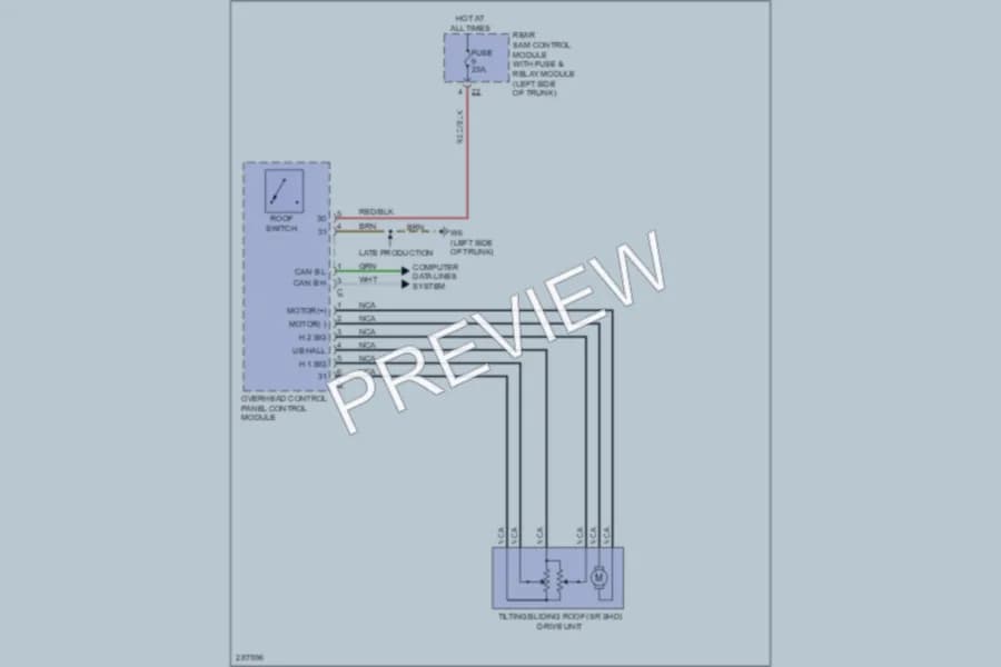 2006 MercedesBenz S500 Power Top Sunroof wiring diagram preview