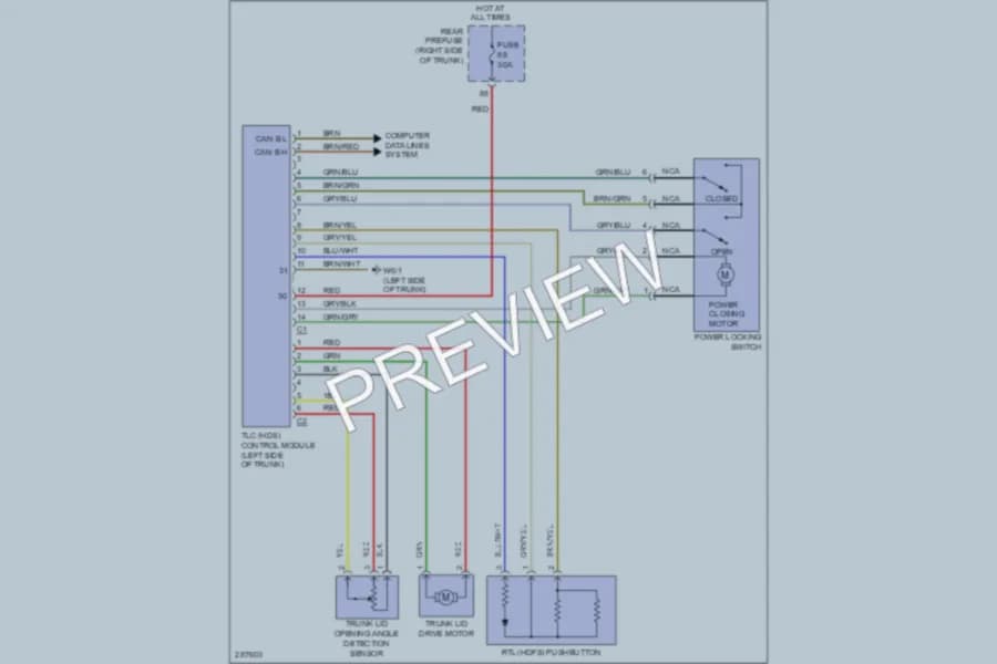 2006 MercedesBenz S500 Trunk Tailgate Fuel Door wiring diagram preview