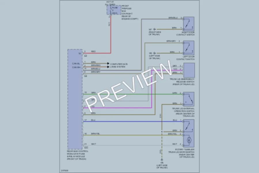 2006 MercedesBenz SLK350 Trunk Tailgate Fuel Door wiring diagram preview
