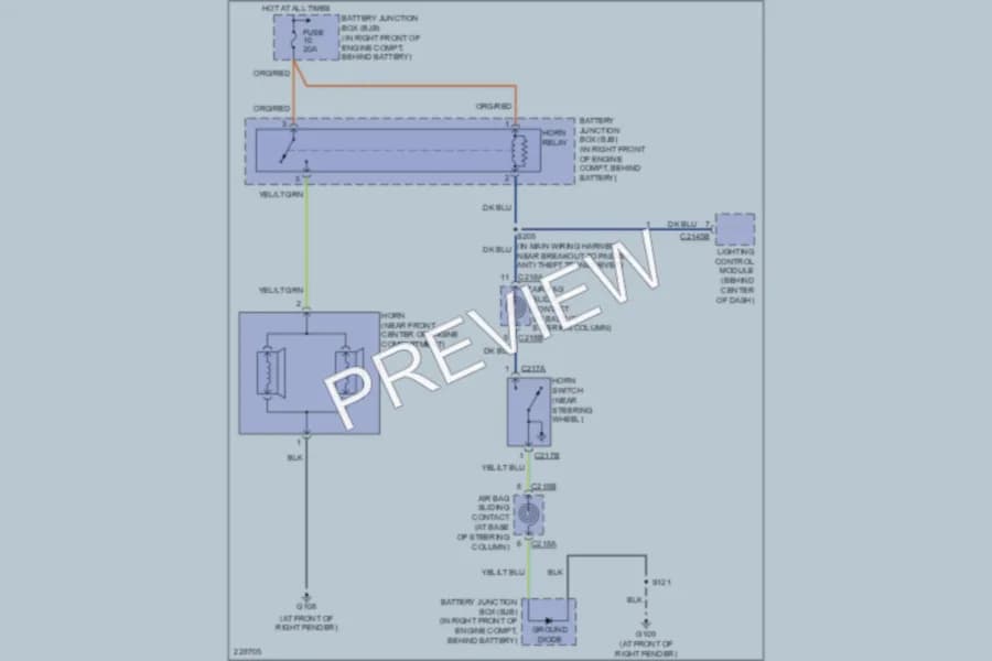 2006 Mercury GrandMarquis Horn wiring diagram preview
