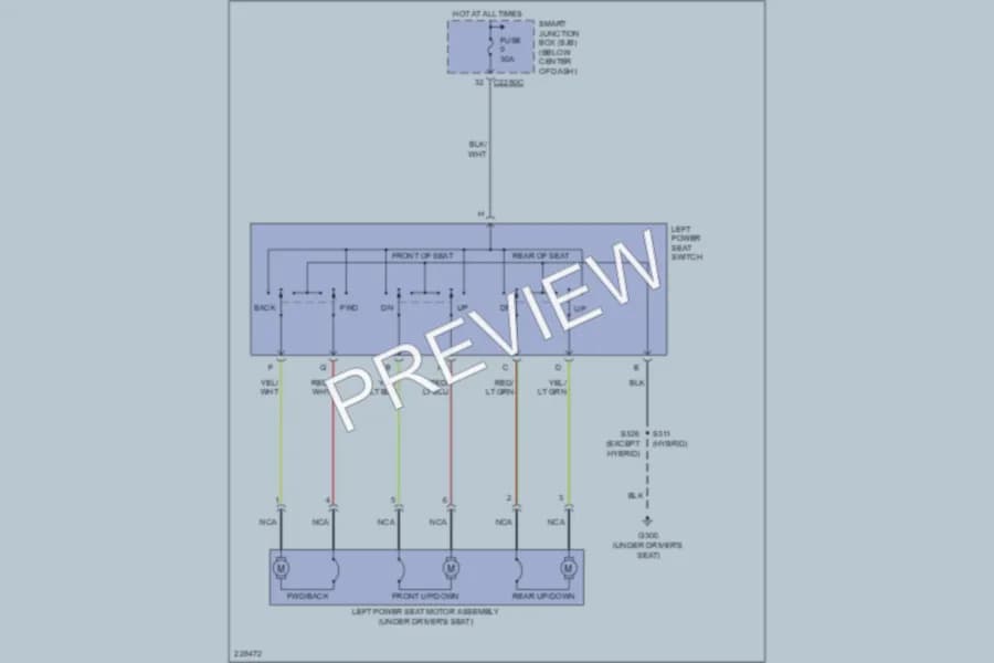 2006 Mercury MarinerHybrid Power Seats wiring diagram preview