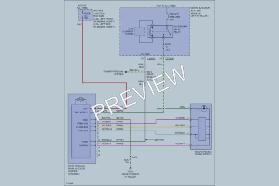 2006 Mercury Milan Power Top Sunroof wiring diagram preview