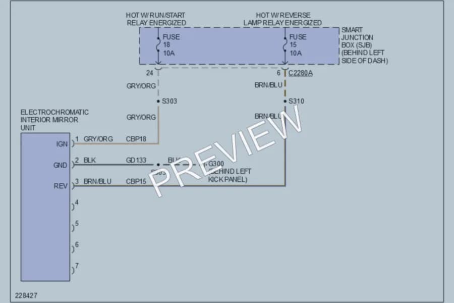 2006 Mercury Mountaineer Power Mirrors wiring diagram preview