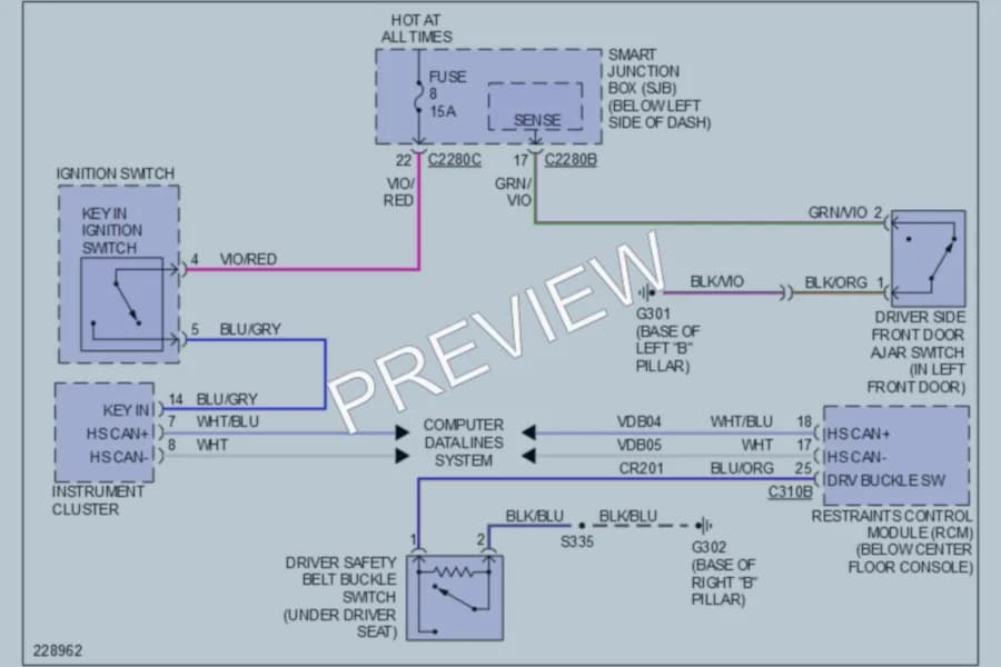 2006 Mercury Mountaineer Warning Systems wiring diagram preview