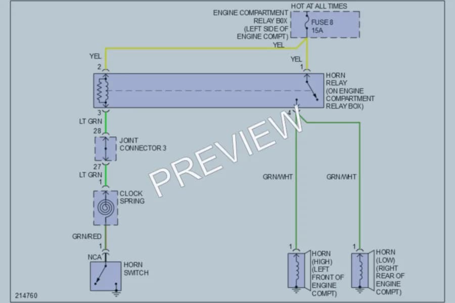 2006 Mitsubishi Endeavor Horn wiring diagram preview