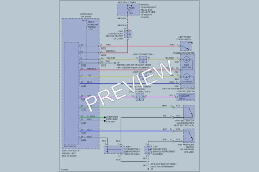 2006 Mitsubishi Lancer Warning Systems wiring diagram preview