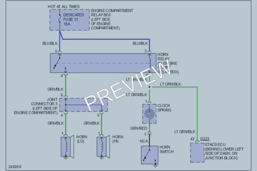 2006 Mitsubishi Montero Horn wiring diagram preview