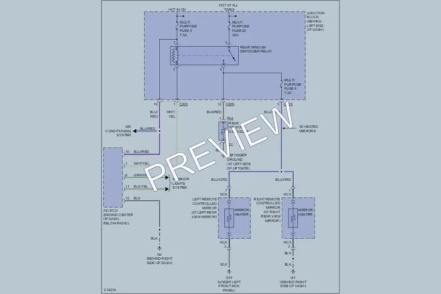 2006 Mitsubishi Outlander Defoggers wiring diagram preview