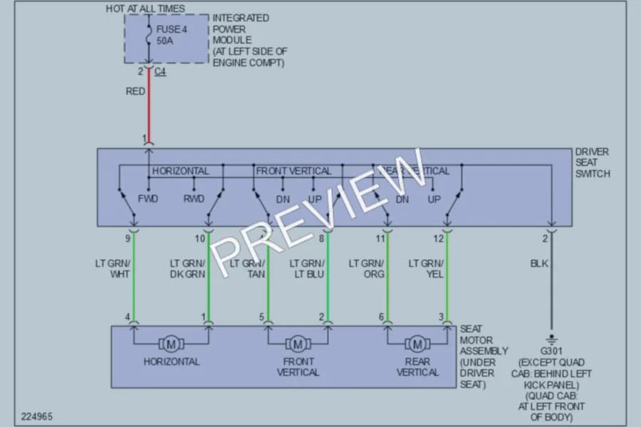 2006 Mitsubishi Raider Power Seats wiring diagram preview