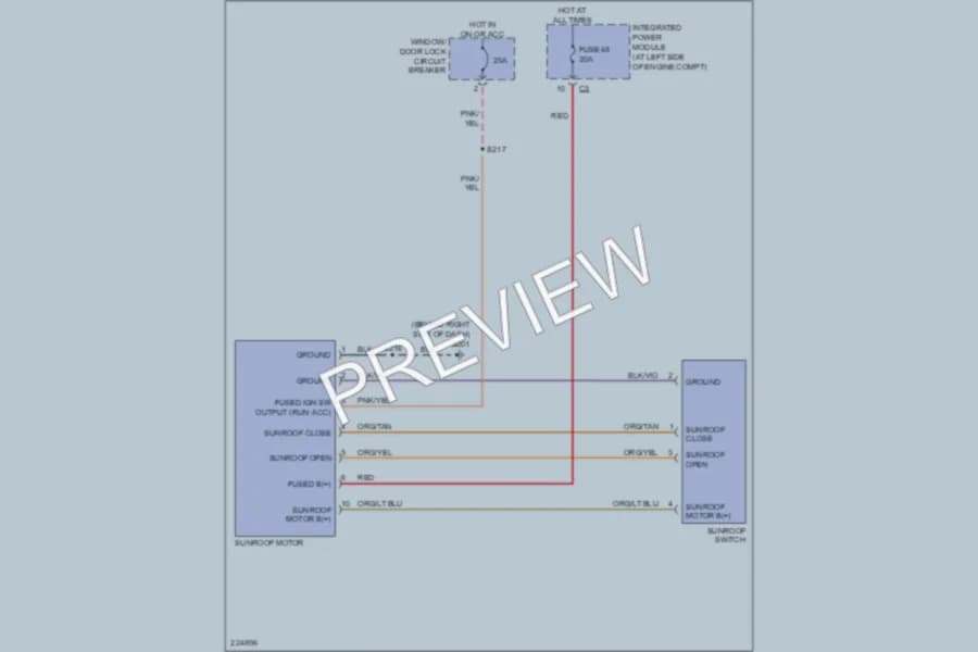 2006 Mitsubishi Raider Power Top Sunroof wiring diagram preview