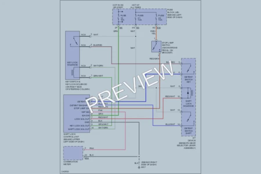 2006 Nissan Altima Shift Interlock wiring diagram preview