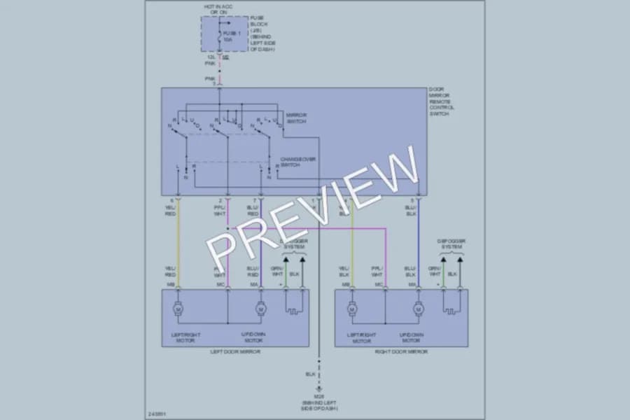 2006 Nissan Sentra Power Mirrors wiring diagram preview