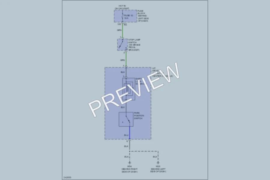 2006 Nissan Sentra Shift Interlock wiring diagram preview
