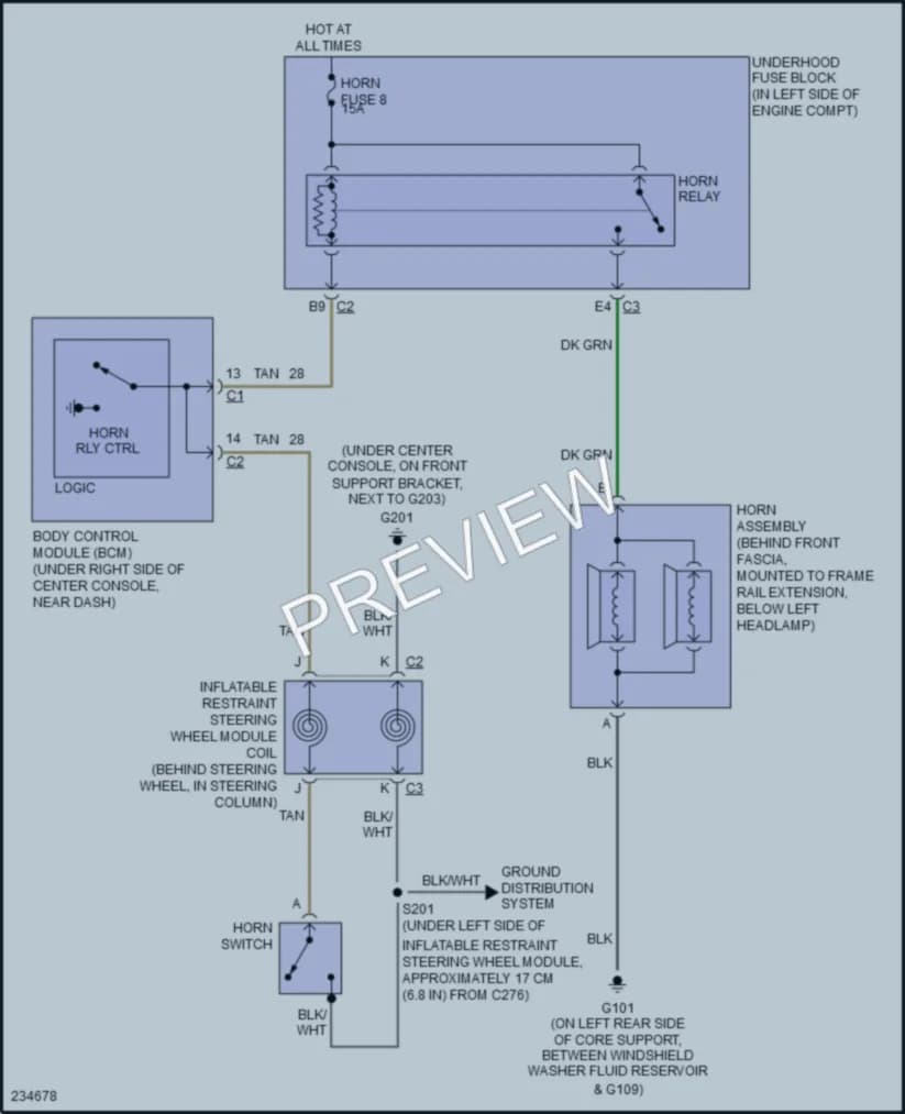 2006 Pontiac G6 Horn wiring diagram preview