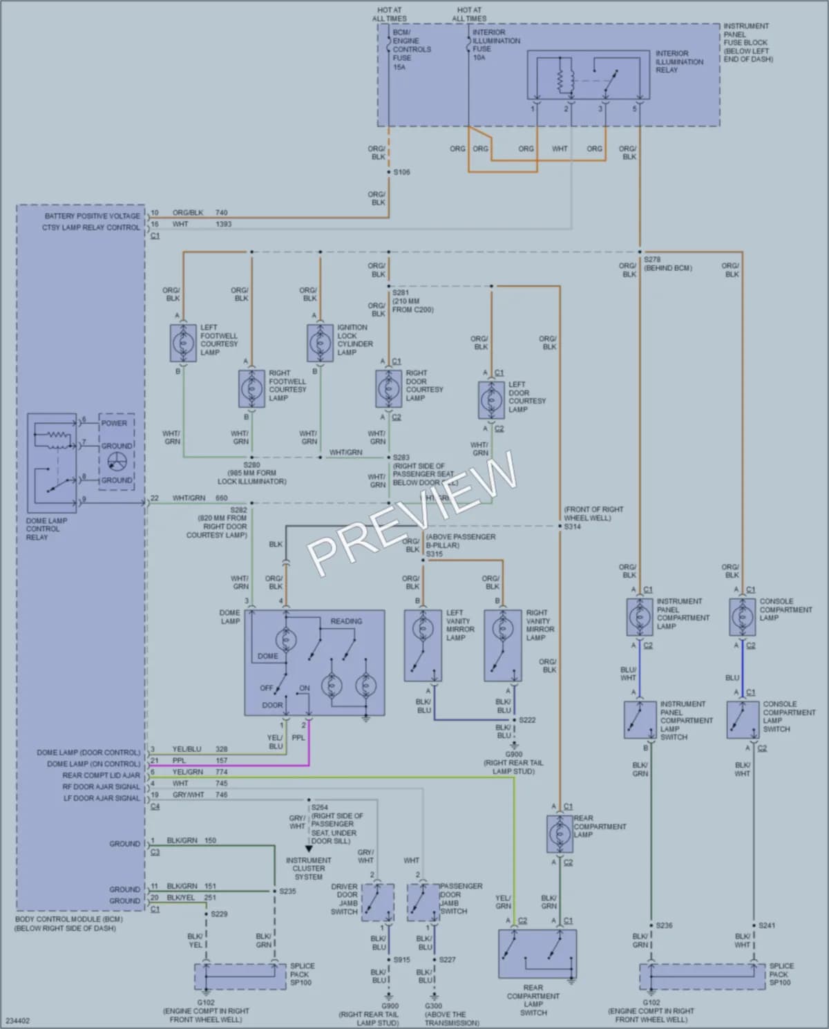 2006 Pontiac GTO Interior Lights wiring diagram preview