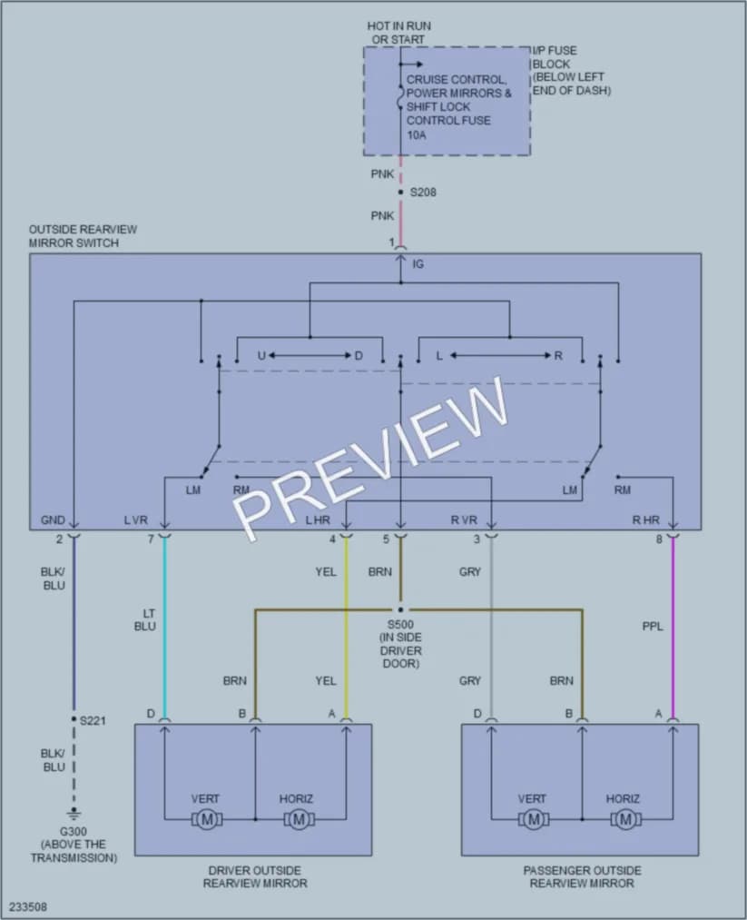 2006 Pontiac GTO Power Mirrors wiring diagram preview