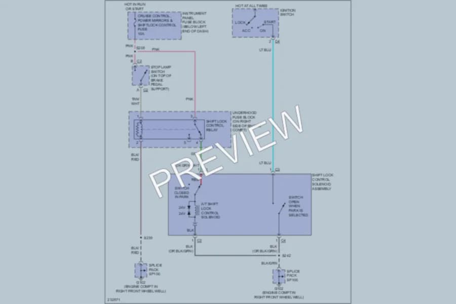 2006 Pontiac GTO Shift Interlock wiring diagram preview