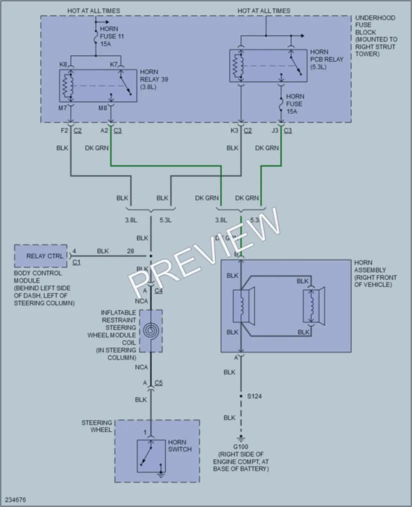 2006 Pontiac GrandPrix Horn wiring diagram preview