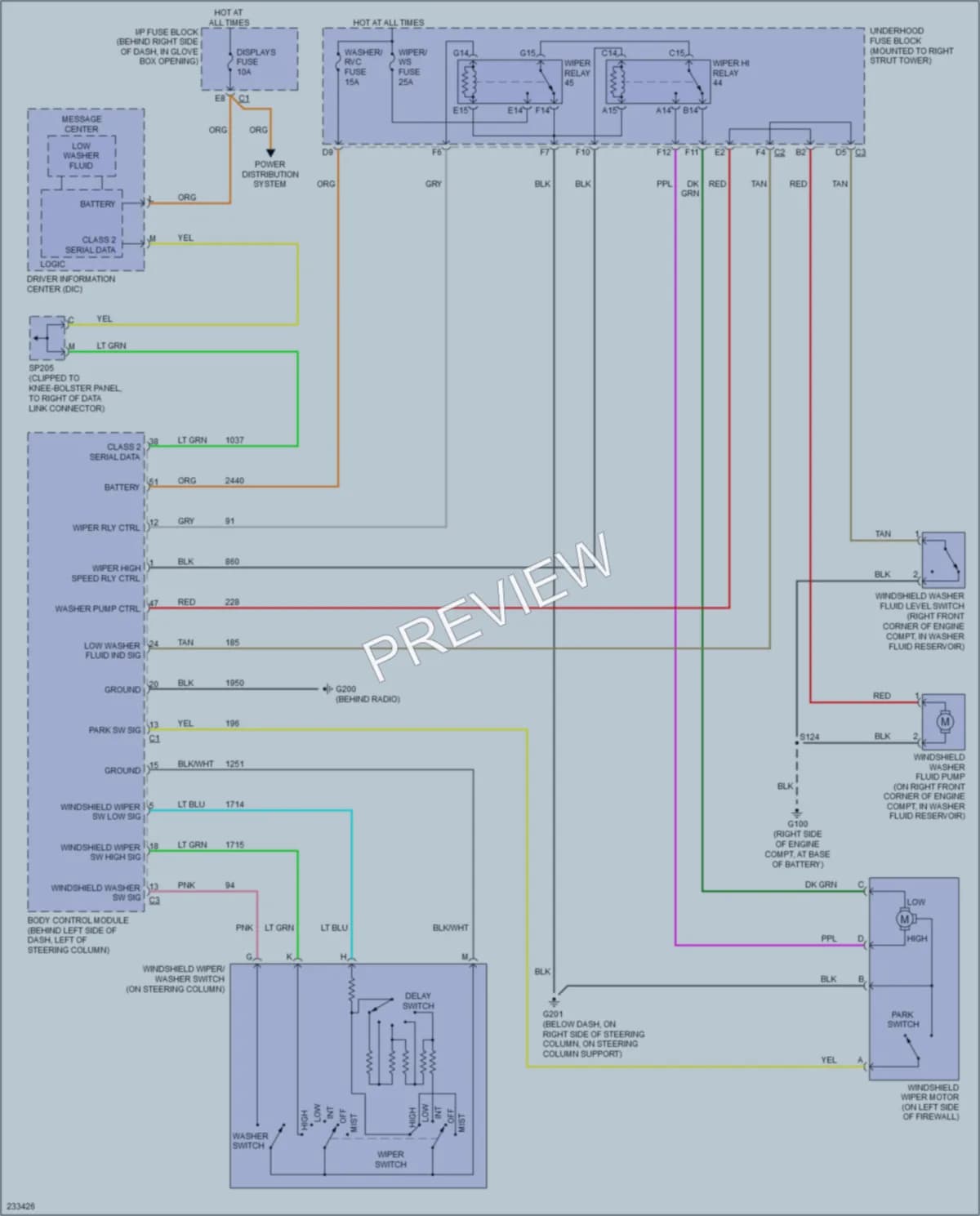 2006 Pontiac GrandPrix Wiper Washer wiring diagram preview