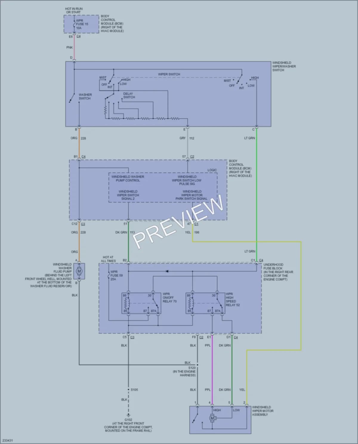 2006 Pontiac Solstice Wiper Washer wiring diagram preview