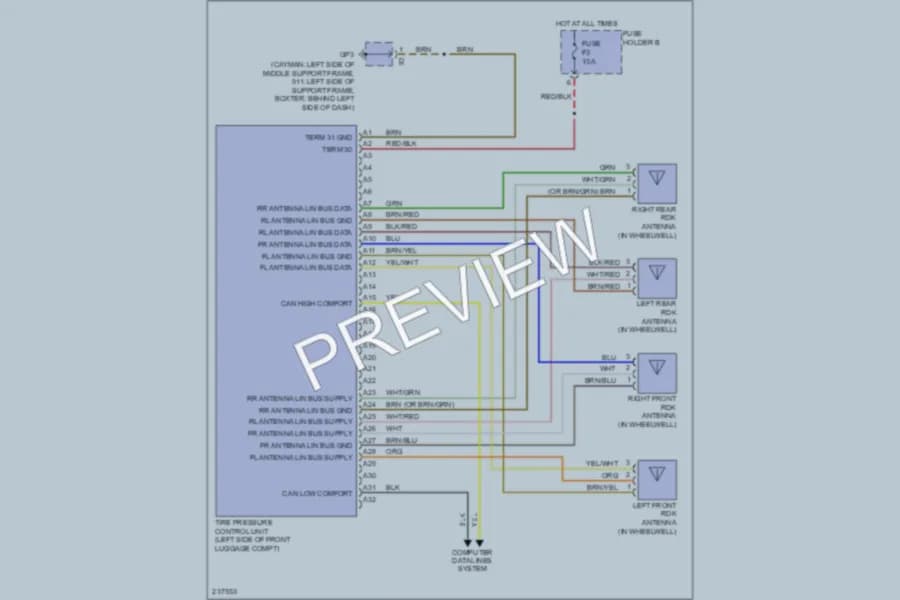 2006 Porsche 911 Warning Systems wiring diagram preview