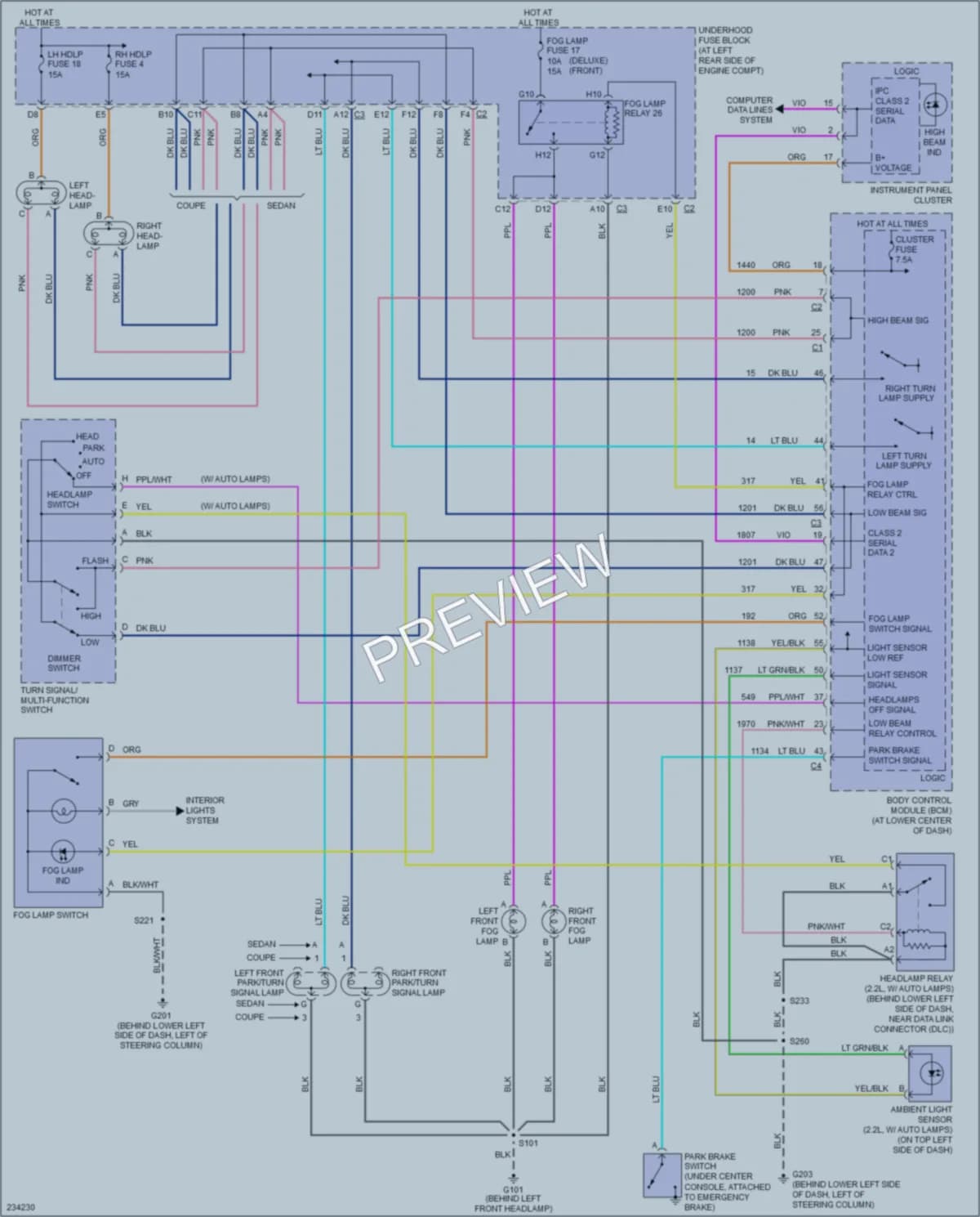 2006 Saturn ION2 Headlights wiring diagram preview