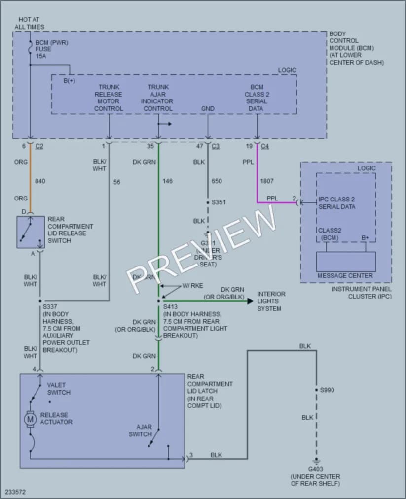 2006 Saturn ION3 Trunk Tailgate Fuel Door wiring diagram preview