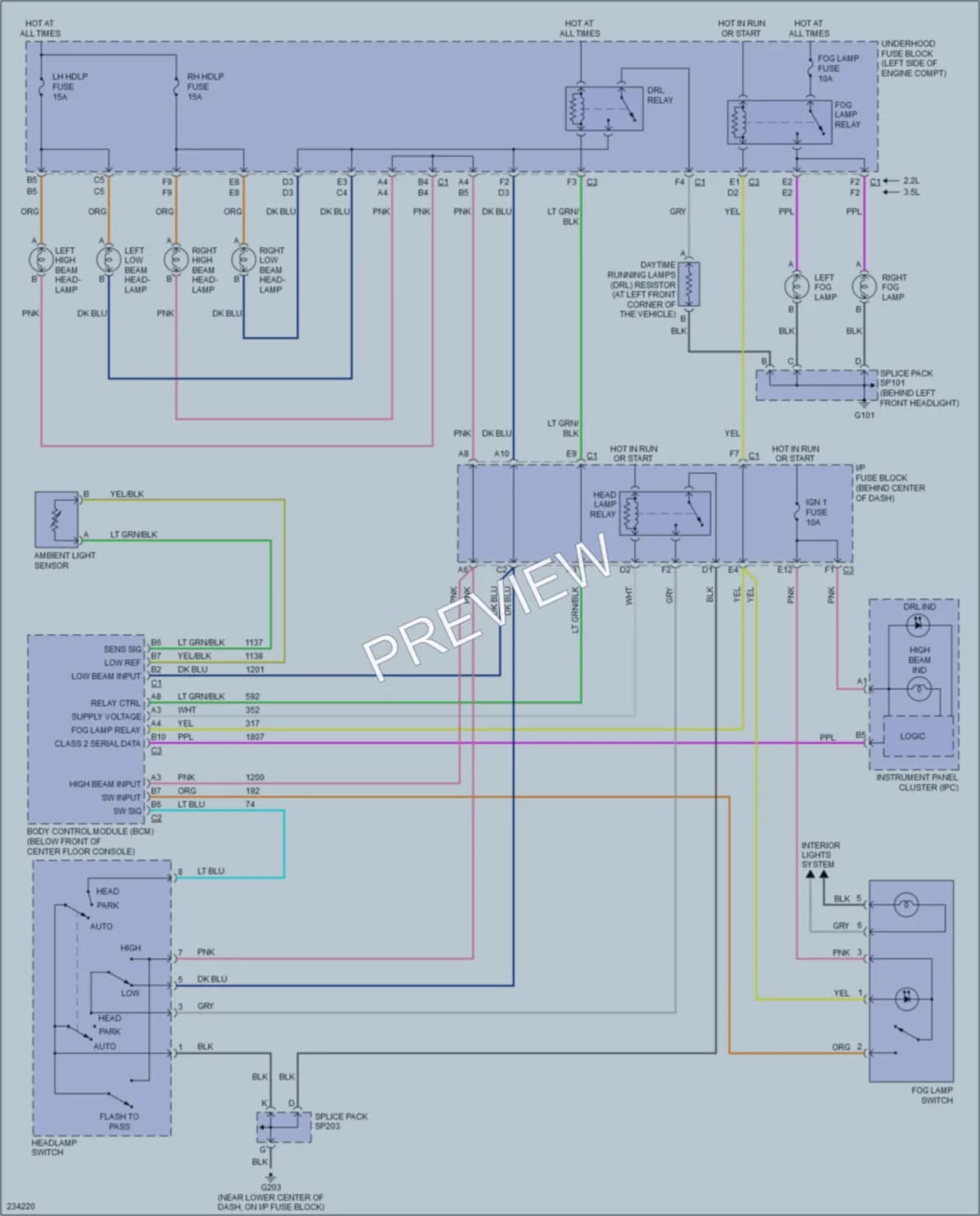 2006 Saturn VUE Headlights wiring diagram preview