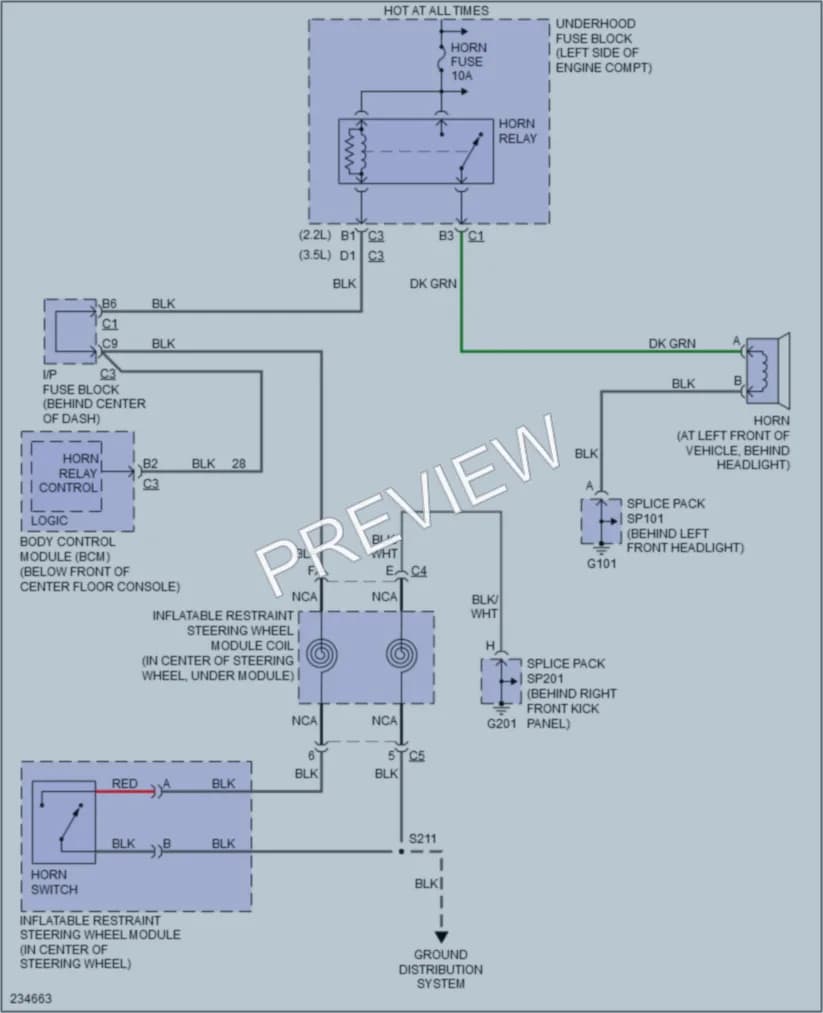2006 Saturn VUE Horn wiring diagram preview