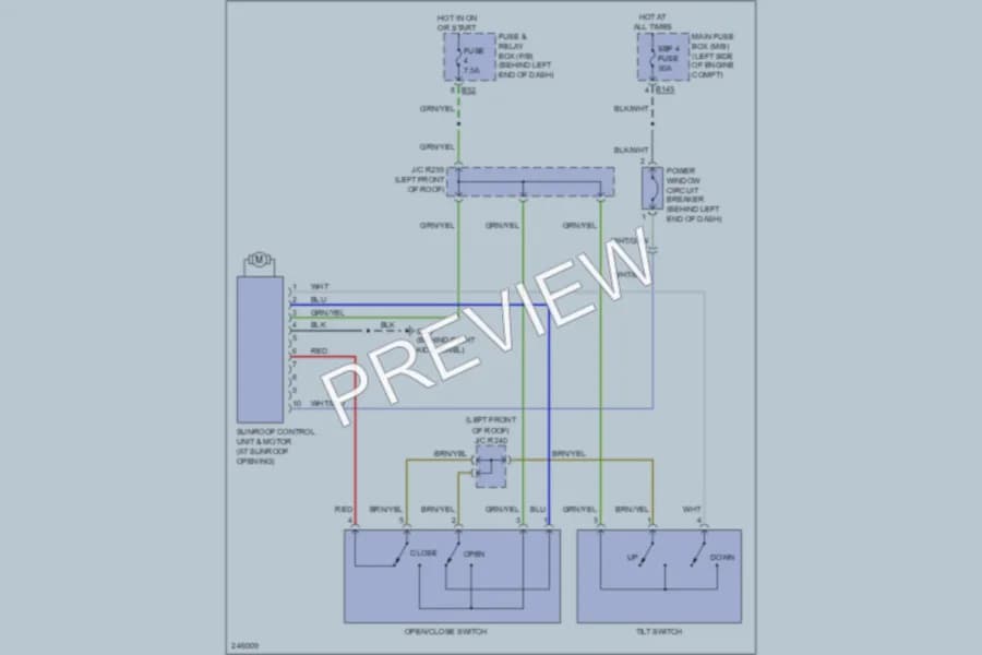 2006 Subaru B9Tribeca Power Top Sunroof wiring diagram preview