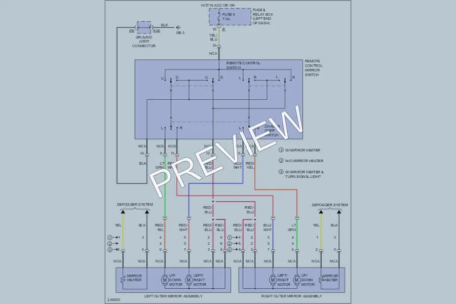 2006 Subaru Legacy Power Mirrors wiring diagram preview