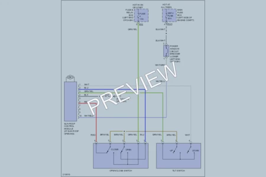2006 Subaru Outback Power Top Sunroof wiring diagram preview