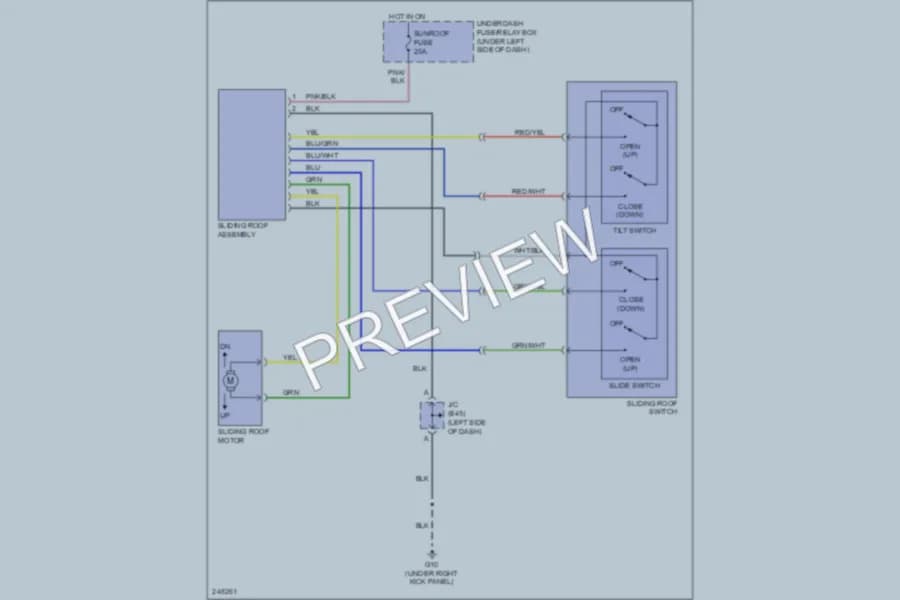 2006 Suzuki XL7 Power Top Sunroof wiring diagram preview