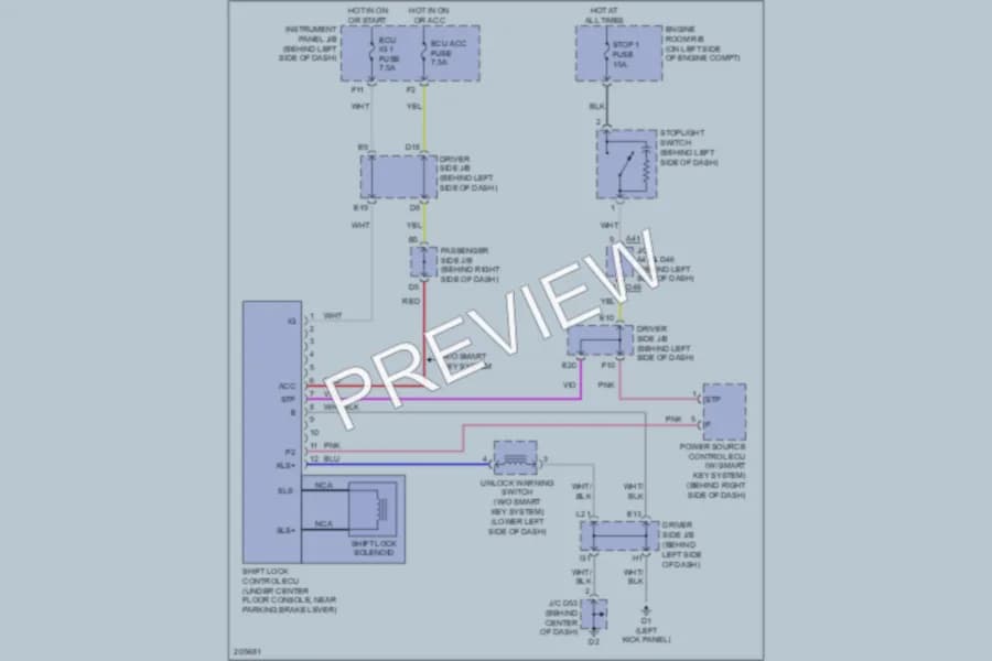 2006 Toyota Avalon Shift Interlock wiring diagram preview