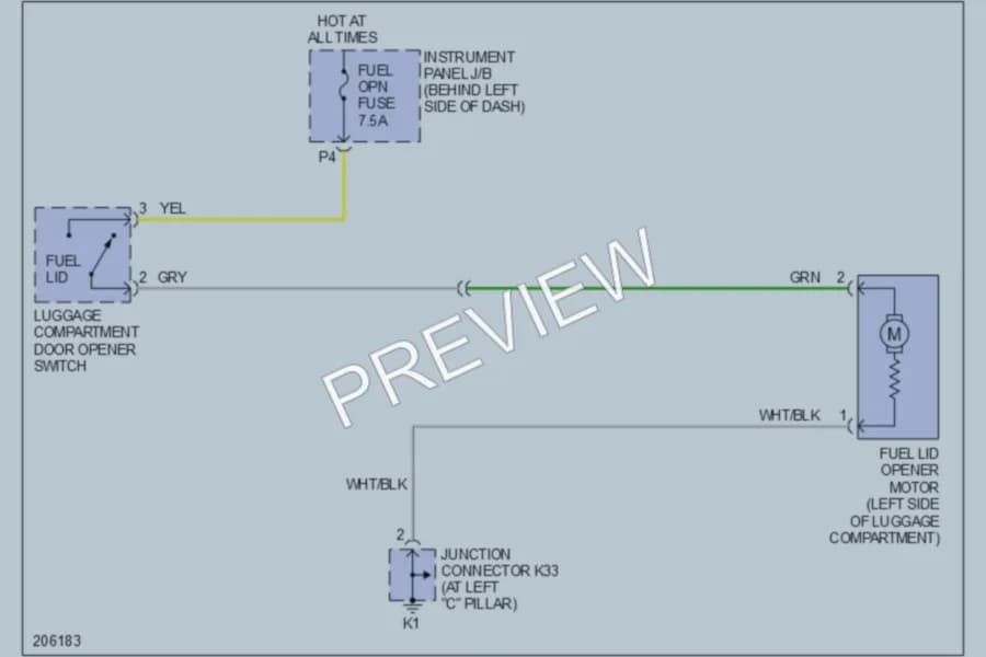 2006 Toyota Avalon Trunk Tailgate Fuel Door wiring diagram preview