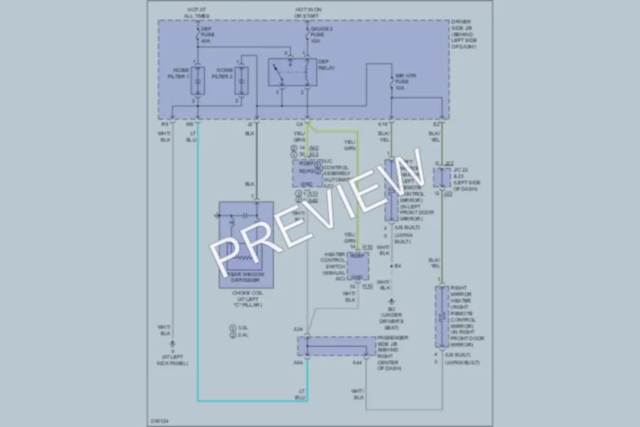 2006 Toyota Camry Defoggers wiring diagram preview