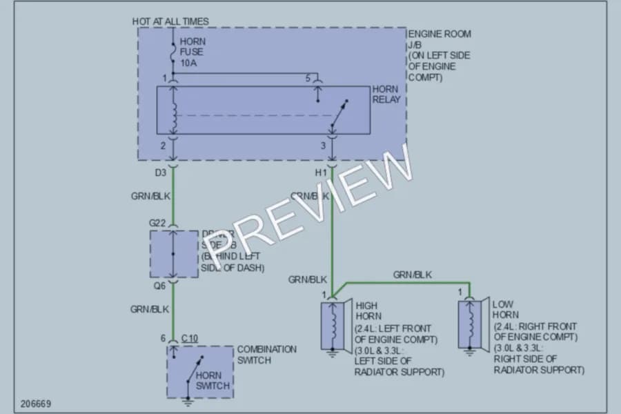 2006 Toyota Camry Horn wiring diagram preview