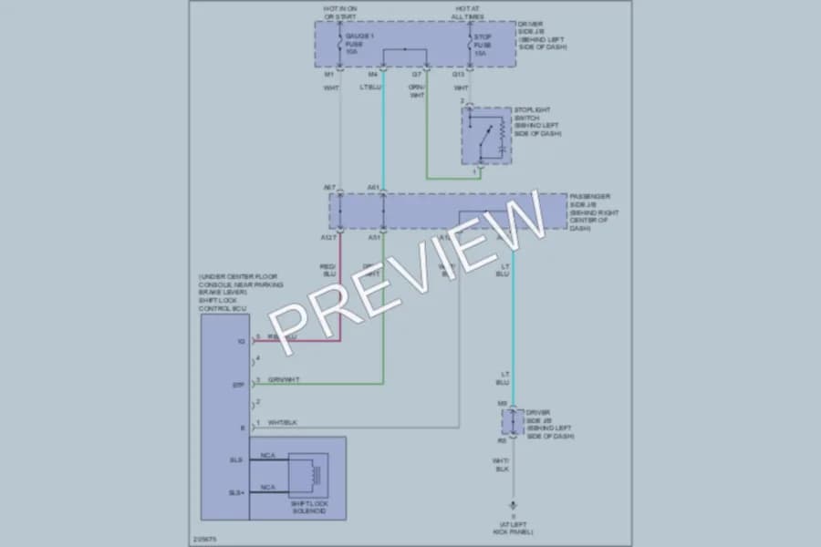 2006 Toyota Camry Shift Interlock wiring diagram preview