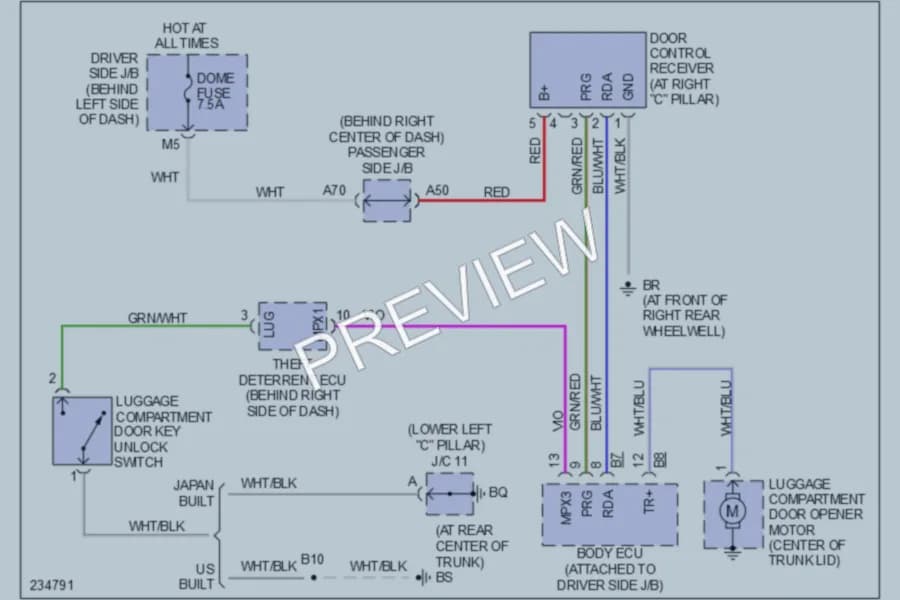 2006 Toyota Camry Trunk Tailgate Fuel Door wiring diagram preview