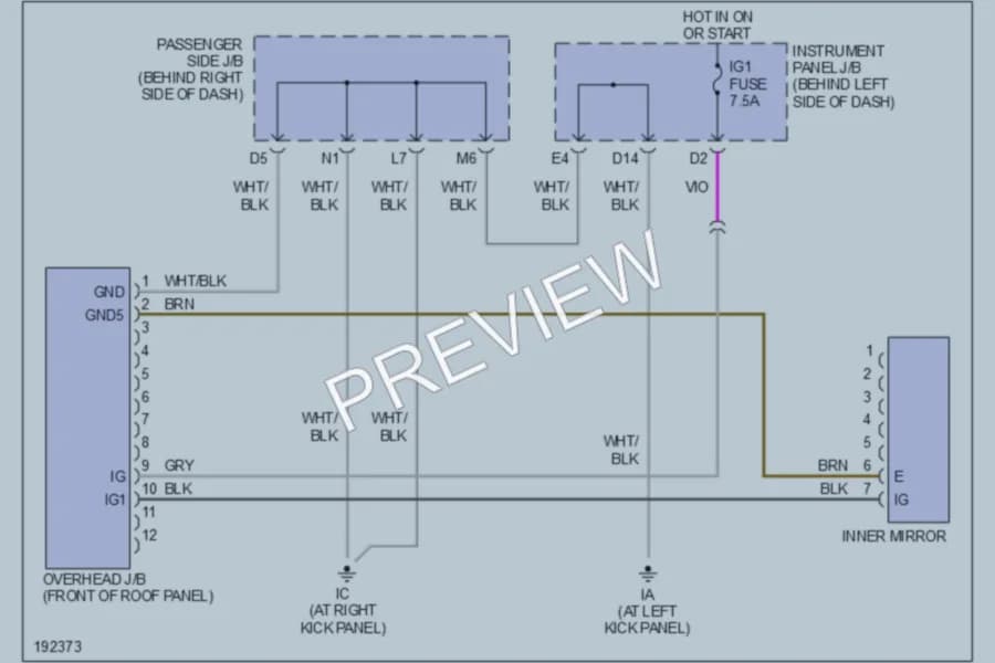 2006 Toyota Highlander Power Mirrors wiring diagram preview