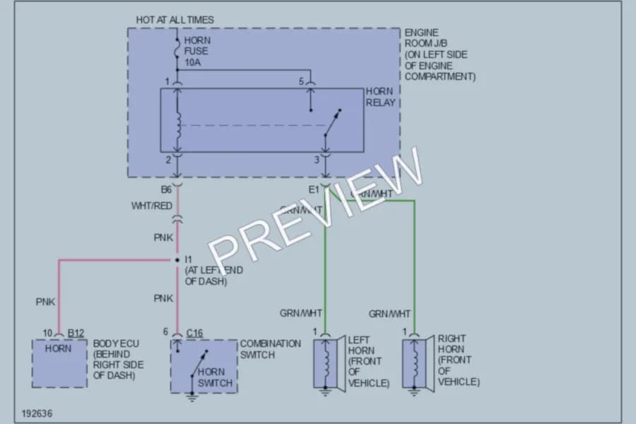 2006 Toyota HighlanderHybrid Horn wiring diagram preview