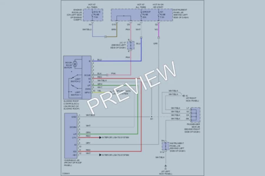 2006 Toyota HighlanderHybrid Power Top Sunroof wiring diagram preview