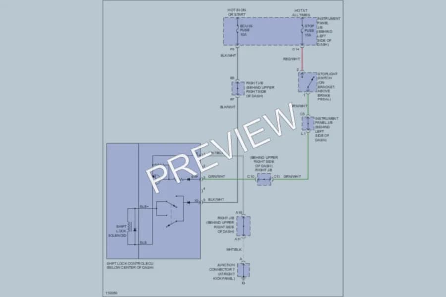 2006 Toyota Matrix Shift Interlock wiring diagram preview