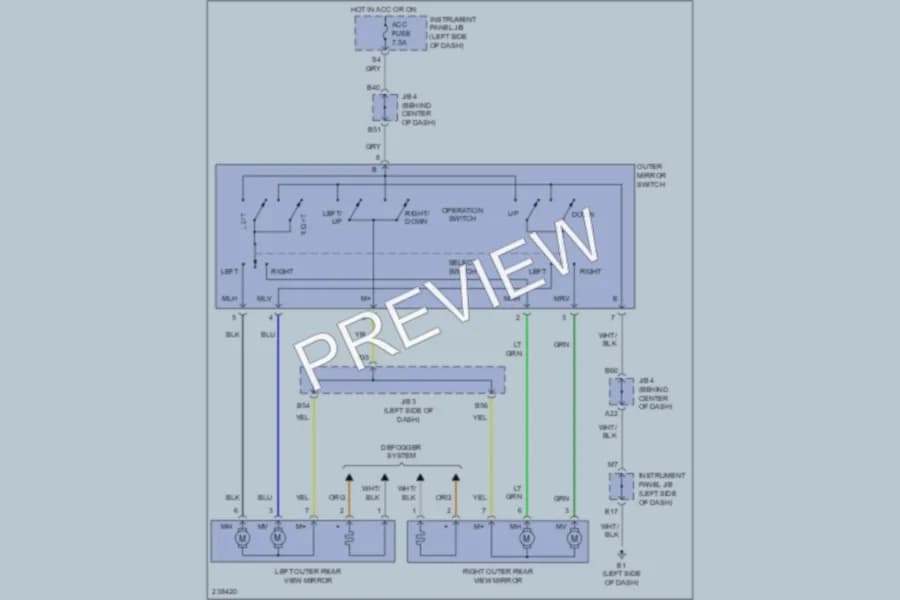 2006 Toyota RAV4 Power Mirrors wiring diagram preview