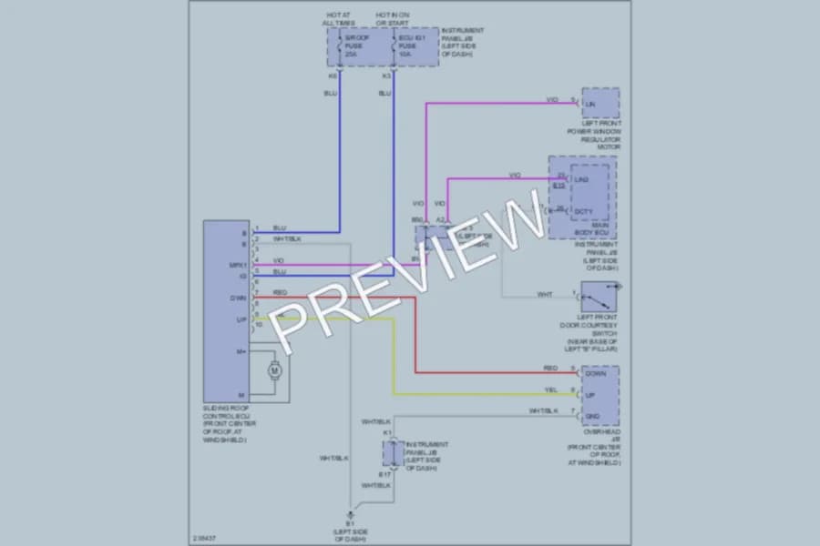 2006 Toyota RAV4 Power Top Sunroof wiring diagram preview