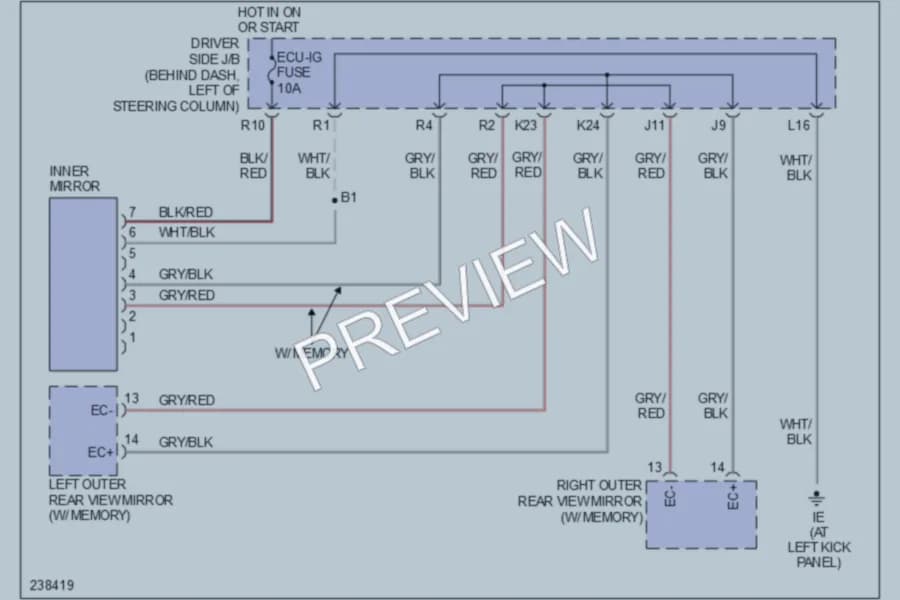 2006 Toyota Sienna Power Mirrors wiring diagram preview