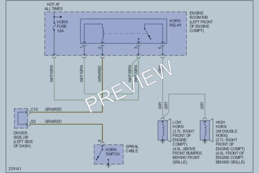 2006 Toyota Tacoma Horn wiring diagram preview