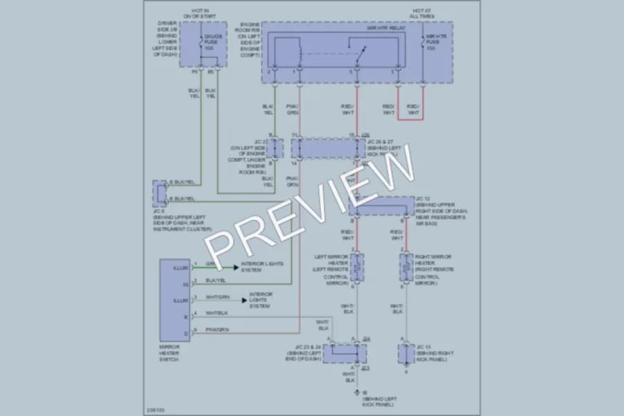2006 Toyota Tundra Defoggers wiring diagram preview
